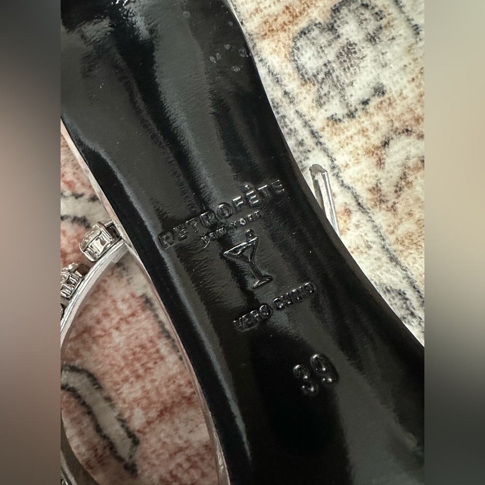 NWOT Retrofete Hanna Gemstone Silver Heels - Picture 13 of 16